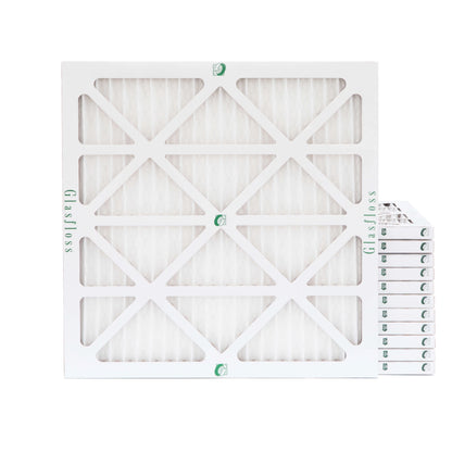 12 Pack of 24x24x1 MERV 10 Pleated Air Filters by Glasfloss. Actual Size: 23-3/8 x 23-3/8 x 7/8