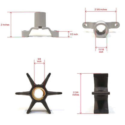 The ROP Shop | Water Pump Impeller Kit For 1979 Johnson 9.9 50R79C Outboard Motor Housing