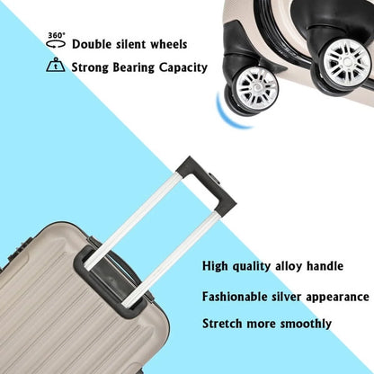 Capri Luggage Set 3 Piece Luggage Set Lock Spinner Wheels Luggage Carry on Suitcase(20/24/28), Champagne