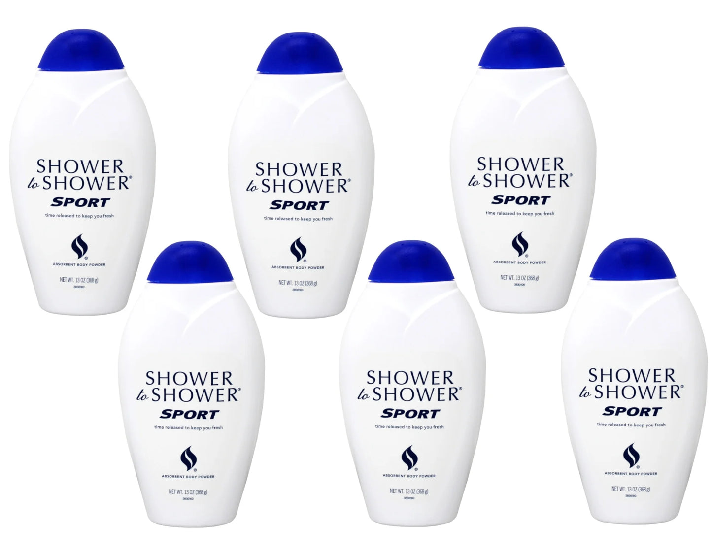 Shower To Shower Body Powder Sport, 13 oz (Pack of 6)