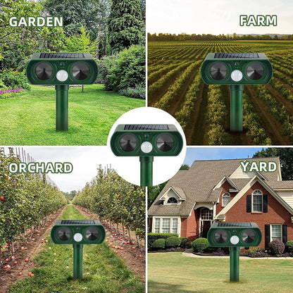 2 Pack Ultrasonic Animal Repellent Outdoor Solar Animal Repeller Waterproof with PIR Sensor & Flashing Lights Pest Repeller Animal Deterrent to Keep Deer Cat Dog Raccoon Mouse Fox Away