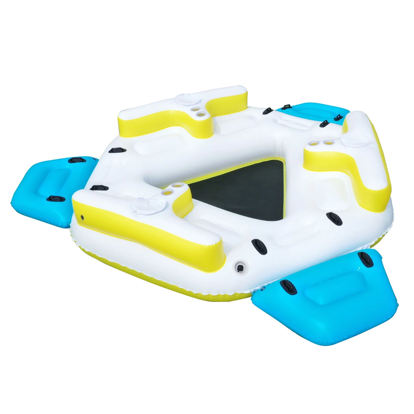 ALEKO IFI6P Inflatable Floating Island Lounge Raft with Cup Holders and Coolers - 6 Person