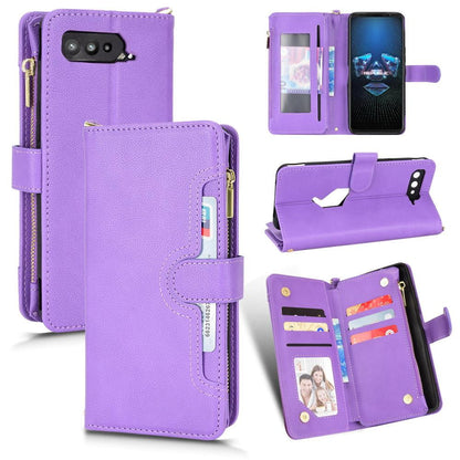 Case for ROG Phone 5 Magnetic PU Leather Flip Leather Cover Zipper Wallet Card Holder