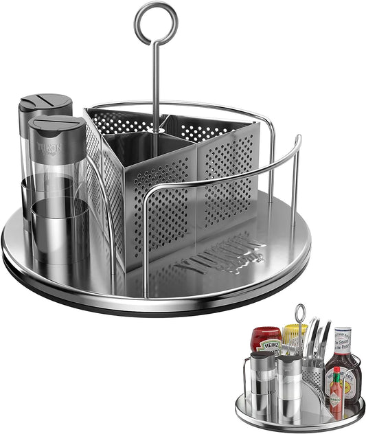 Yukon Glory Lazy Susan for Table BBQ Caddy Spice Organizer & Utensil Holder