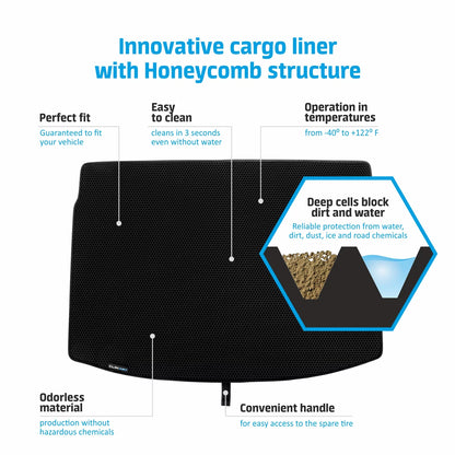 CLIM ART Cargo Liner for Jeep Cherokee 2018-2023 Custom Fit Trunk Mat, with Honeycomb Dirtproof & Waterproof Technology - All-Climate, Heavy Duty, Anti-Slip Cargo Liner, Luggage - FL04114031