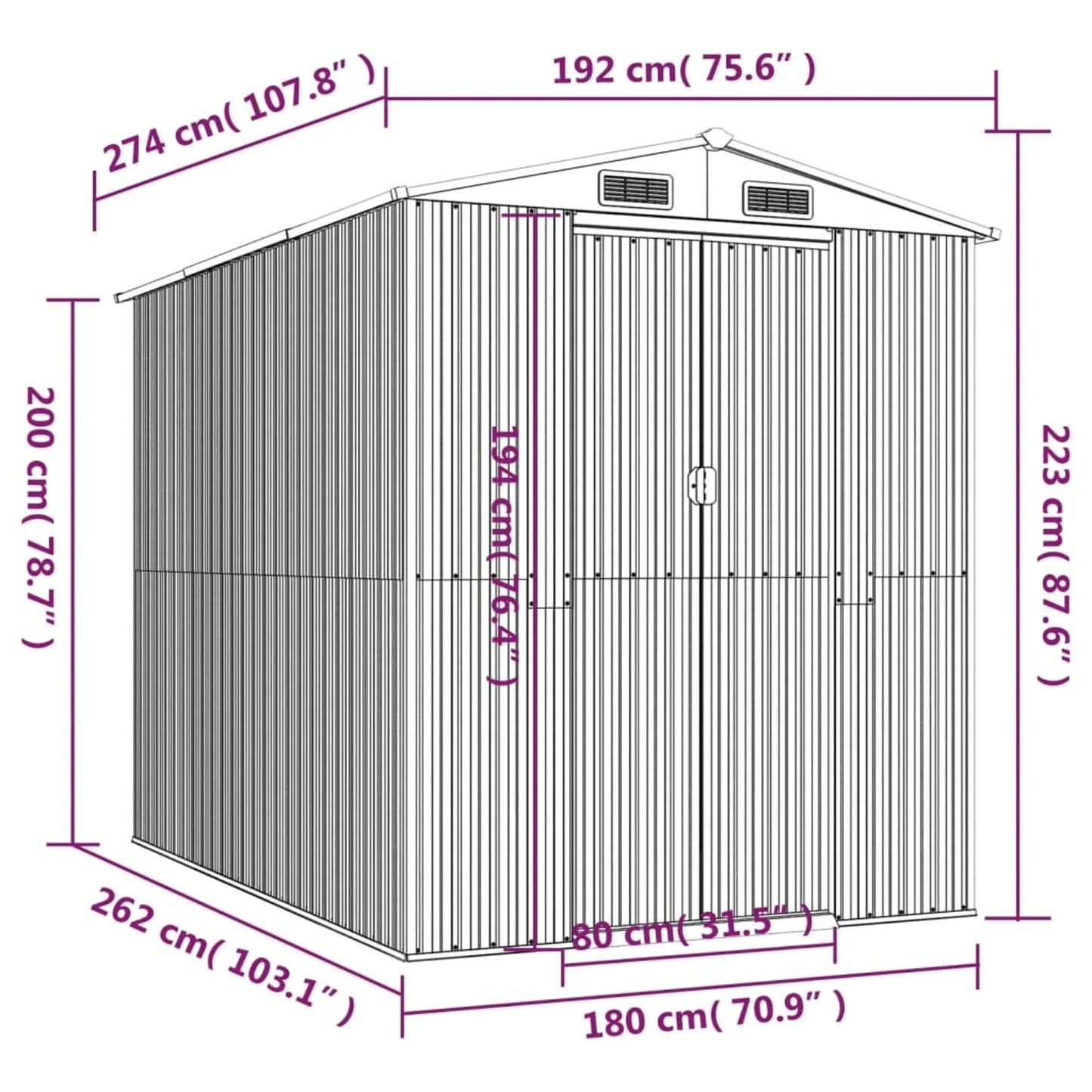 Andoer parcel,PatioContainer 75.6"x107.9"x87.8" Steel ShedsCabinet Patio Cabinet PatioShed 75.6"x107.9"x87.8" Steel ShedsCabinet Steel ShedsJiaocha Barash