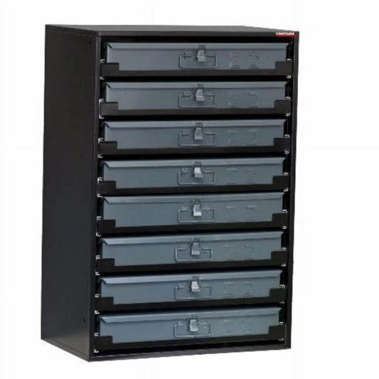 Craftline 8-Drawer Heavy Duty Metal Sliding Rack Cabinet Black