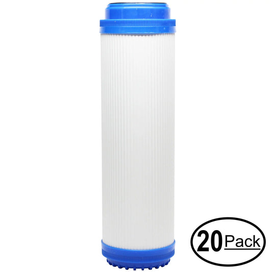 20-Pack Replacement for AquaFX Ballyhoo-C-DI-DI Granular Activated Carbon Filter - Universal 10-inch Cartridge for AquaFX Ballyhoo Zero Waste Water System - Denali Pure Brand