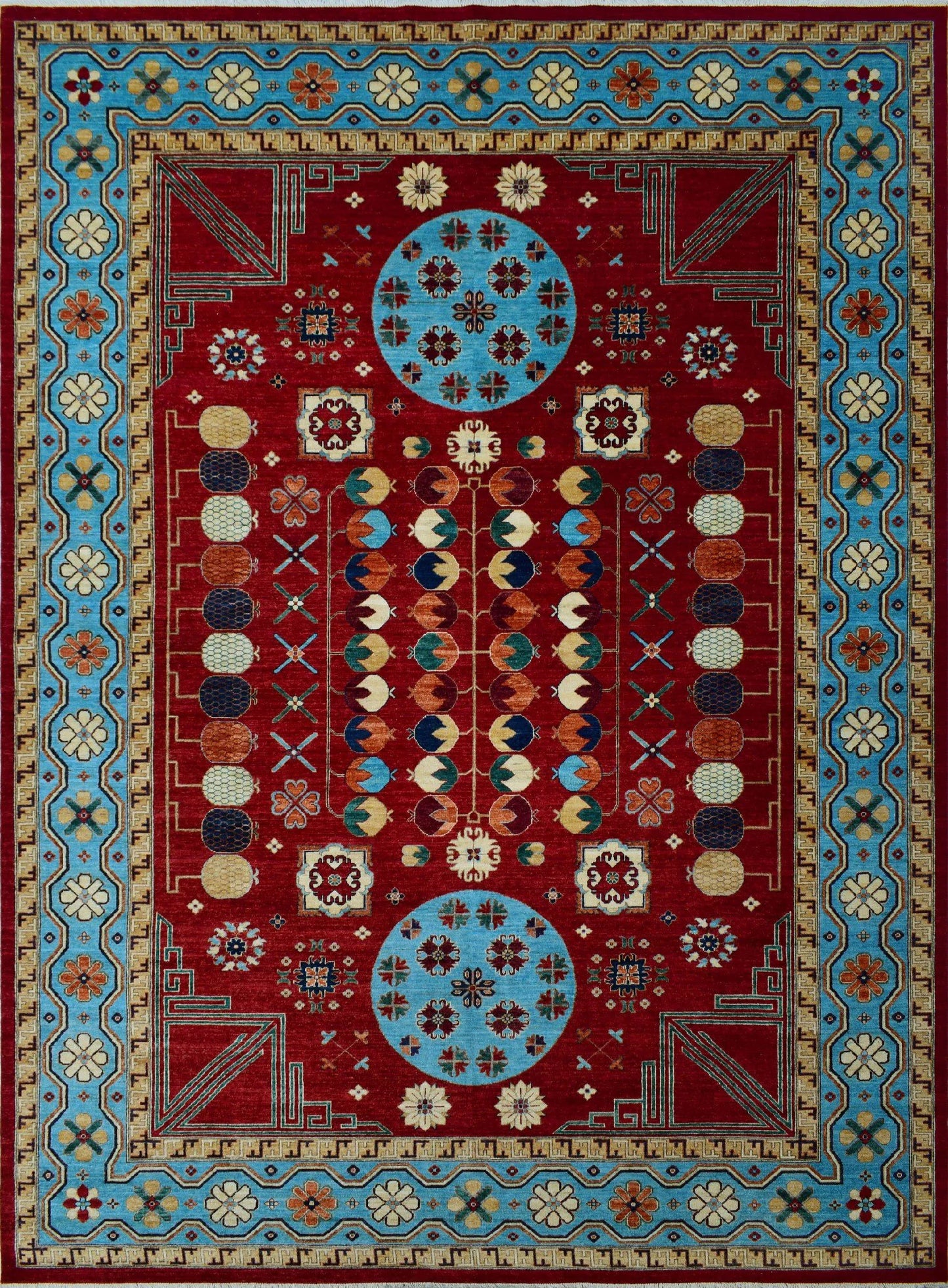 Aria Roselyn Red/Lt. Blue Rug, 9'11" x 13'8"