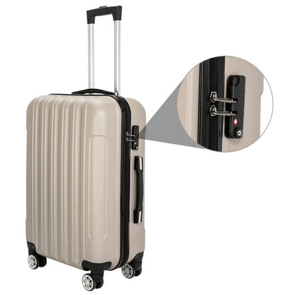 Capri Luggage Set 3 Piece Luggage Set Lock Spinner Wheels Luggage Carry on Suitcase(20/24/28), Champagne