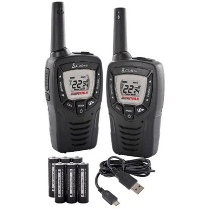 Cobra Acxt345 23-mile 2-way Walkie Talkie With Radio - 2 Pack - Black