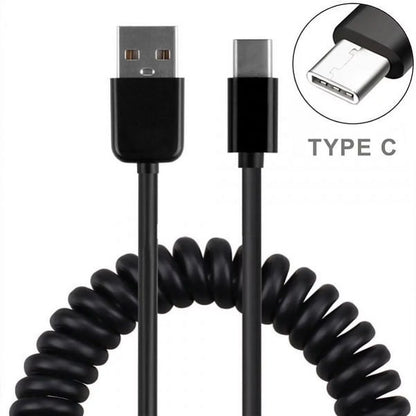 Type-C Coiled USB Cable w 2-Port USB 36W Fast Car Charger M1Y for Samsung Galaxy Tab S3 9.7 S9 Plus, S8+ S8, S10e S10 Plus active 5G Note 9 8 10 Plus A9 A50 A20 A10e - Sonim XP8 XP3