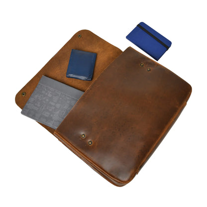 Top Grain Leather Portfolio Envelope Document File Folder Holder Sleeve Case Folio