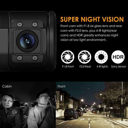 Vantrue N2 Pro Dual Front and Interior 1080P Dash Cam, Single Front Dash Camera 1440P, Uber Car Camera with Night Vision, 24hrs Parking Mode, G-Sensor, Loop Recording