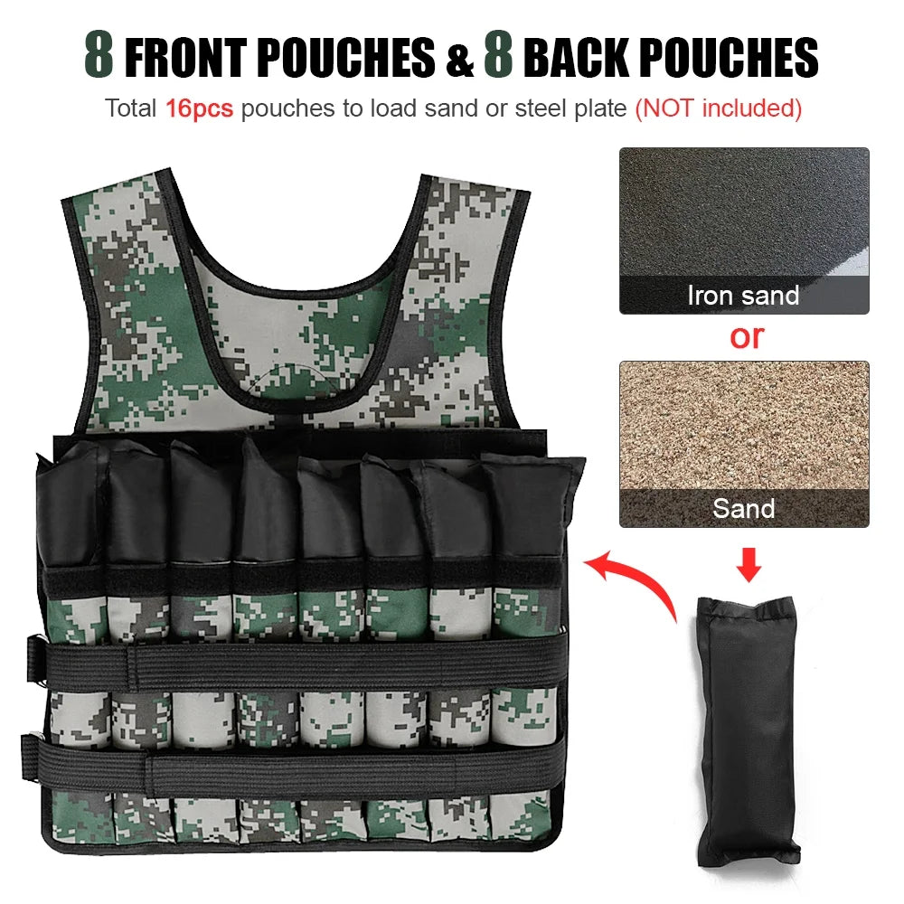 Tomshoo Weighted Vest, Adjustable Fit, Premium Oxford Material, Perfect for Workout Muscle Building, Camouflage