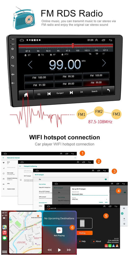 10.1" Touch Screen Android 12 GPS Navigation Bluetooth Double 2 Din Car Stereo Radio Head Unit 2+32GB Carplay For 2003 2004 2005 2006 2007 Honda Accord