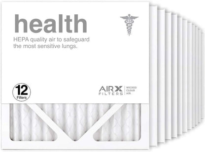 12X12x1 Air Filter MERV 13 Pleated HV Furne Air Filter, Health 12-Pk, Made In The