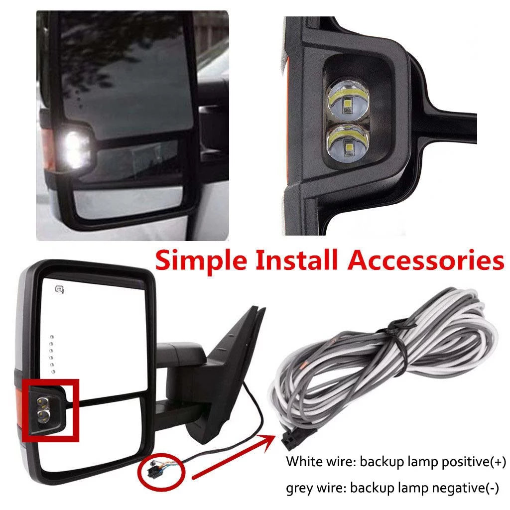 2x Power Heated Smoke Turn Lamp+Backup Blk Tow Mirror For 07-13 Silverado Sierra Fits select: 2007-2014 CHEVROLET SILVERADO, 2007-2013 CHEVROLET TAHOE