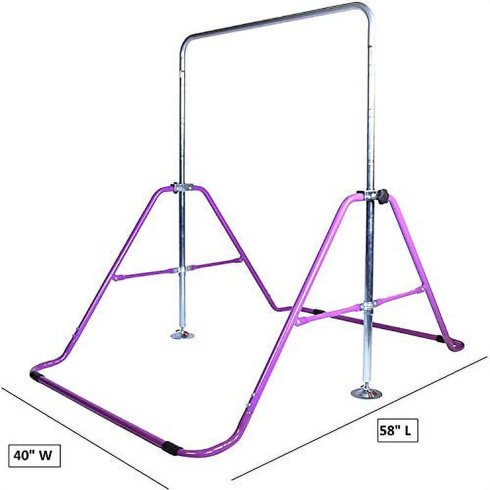 Athletic Bar Expandable Gymnastics Bar Horizontal Kip Bar Junior Training Adjustable Height Jungle Gym Children Folding Monkey Bars Climbing Tower Playground Balance Bar Gymnasts Purple