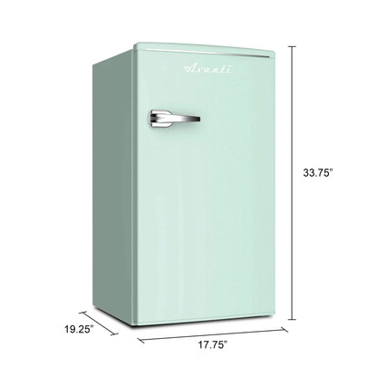 Avanti Retro Series Compact Refrigerator, Mini-Fridge, 3.1 cu. ft., in Seafoam Green (RMRS31X7G-IS)