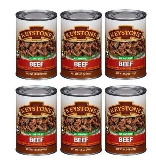 (6 Cans Pack) Keystone All Natural Beef 14.5 oz Can ✅ Emergency Survival Food For Camping Hiking and Backpacking Ready to Eat ✅