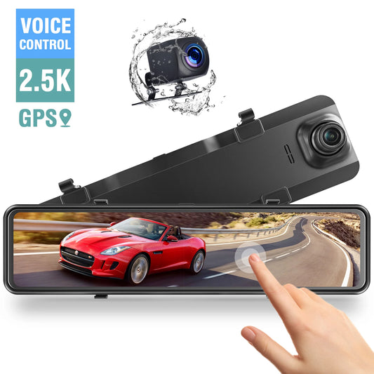 TOGUARD 2.5K Mirror Dash Cam for Car, Dual Dash Camera Front and Rear 10" Full Touch Screen, Rear View Mirror Camera, 1080P Waterproof Reverse Backup Camera, Parking Assist, Loop Recording, G-Sensor