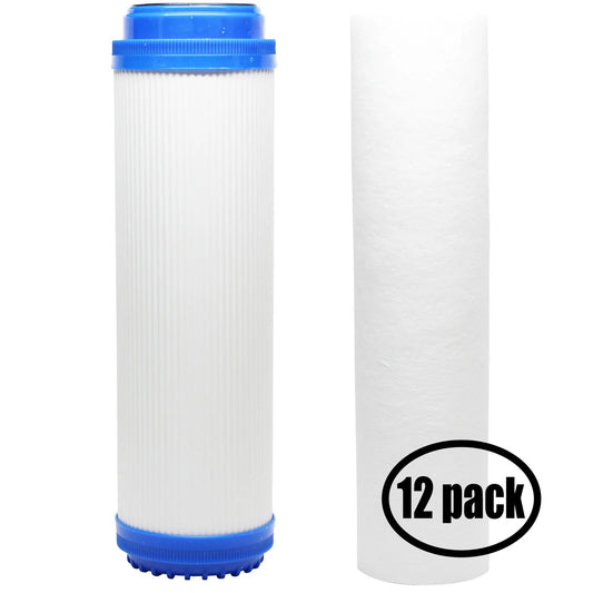 12-Pack Replacement for Filter Kit for ThePerfectWater VL2SG55 RO System - Includes Polypropylene Sediment Filter & Granular Activated Carbon Filter - Denali Pure Brand