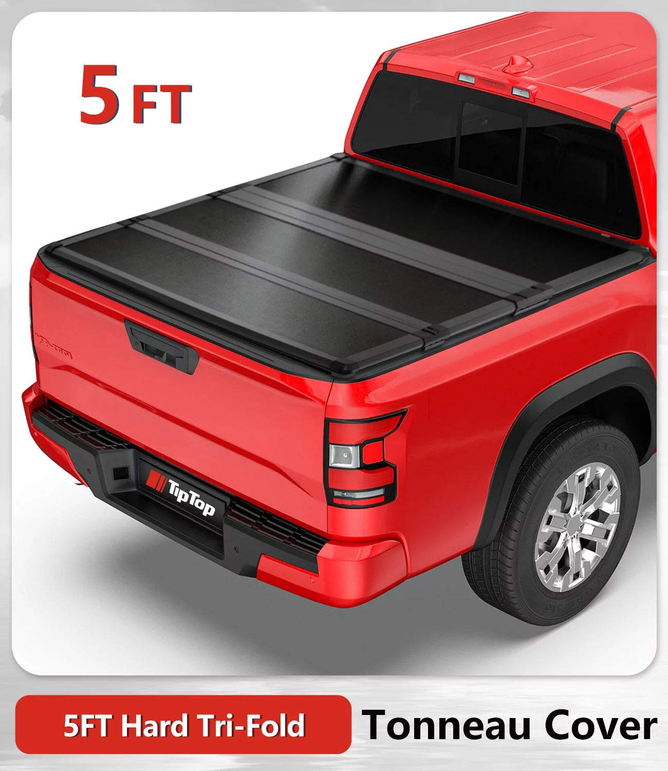 TIPTOP Tri-Fold Hard Tonneau Cover Truck Bed FRP On Top For 2009-2012 Suzuki Equator with 5ft Bed (59.5") | TPM3 |For Models With or Without The Deck Rail System|