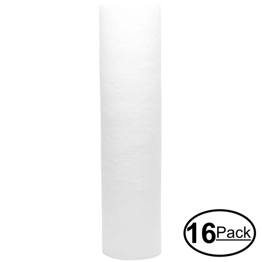 16-Pack Replacement for Crystal Quest CQE-CT-00117 Polypropylene Sediment Filter - Universal 10-inch 5-Micron Cartridge for CRYSTAL QUEST Mega Water Filter system - Denali Pure Brand