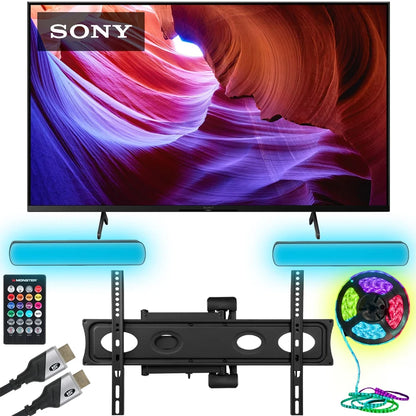 Sony KD50X85K 50" X85K 4K HDR LED TV with Smart Google TV Bundle with Monster Cables Home Theater Setup Package - Full Motion Mount, Monster HDMI Cables, & Sound Reactive RGB Light Strip