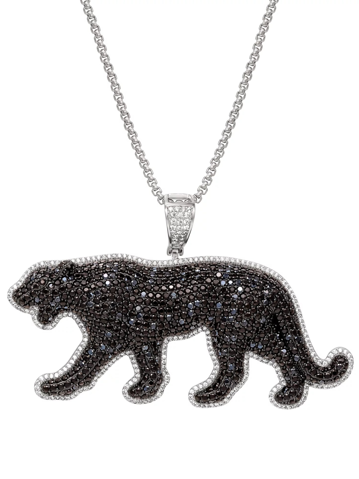 Shaquille O'Neal Men's Simulated Diamond Sterling Silver Panther Pendant, 24" Chain