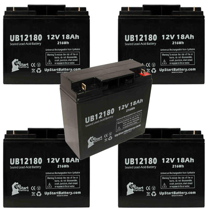 5x Pack - Compatible General Power GPS2K12061 Battery - Replacement UB12180 Universal Sealed Lead Acid Battery (12V, 18Ah, 18000mAh, T4 Terminal, AGM, SLA)