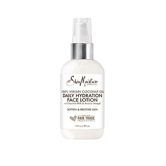 Shea Moisture Daily Hydration Face Lotion for All Skin Types 100% Virgin Coconut Oil for Daily Hydration, 3 oz, 3 Pack