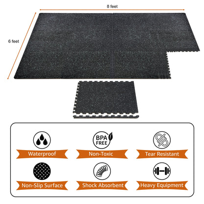 Sivan Fitness 1/2" Thick Rubber Top High Density EVA Foam Gym Flooring for Home Gym - 12 Interlocking Gym Floor Mat