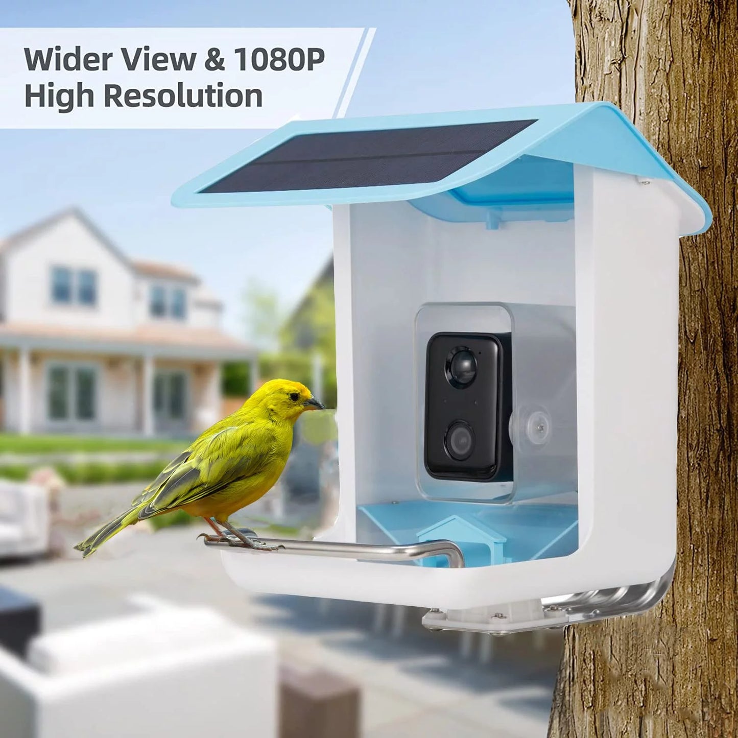 Adrinfly Smart Bird Feeder Camera, Bird Feeders with HD Camera & Solar Panel, Wireless App Control AI Identify Bird Species, Auto Capture Bird Videos & Notify When Birds Detected, Bird Lover Gift