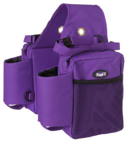 Tough1 Nylon Saddle Bag w/Bottle Holders Purple