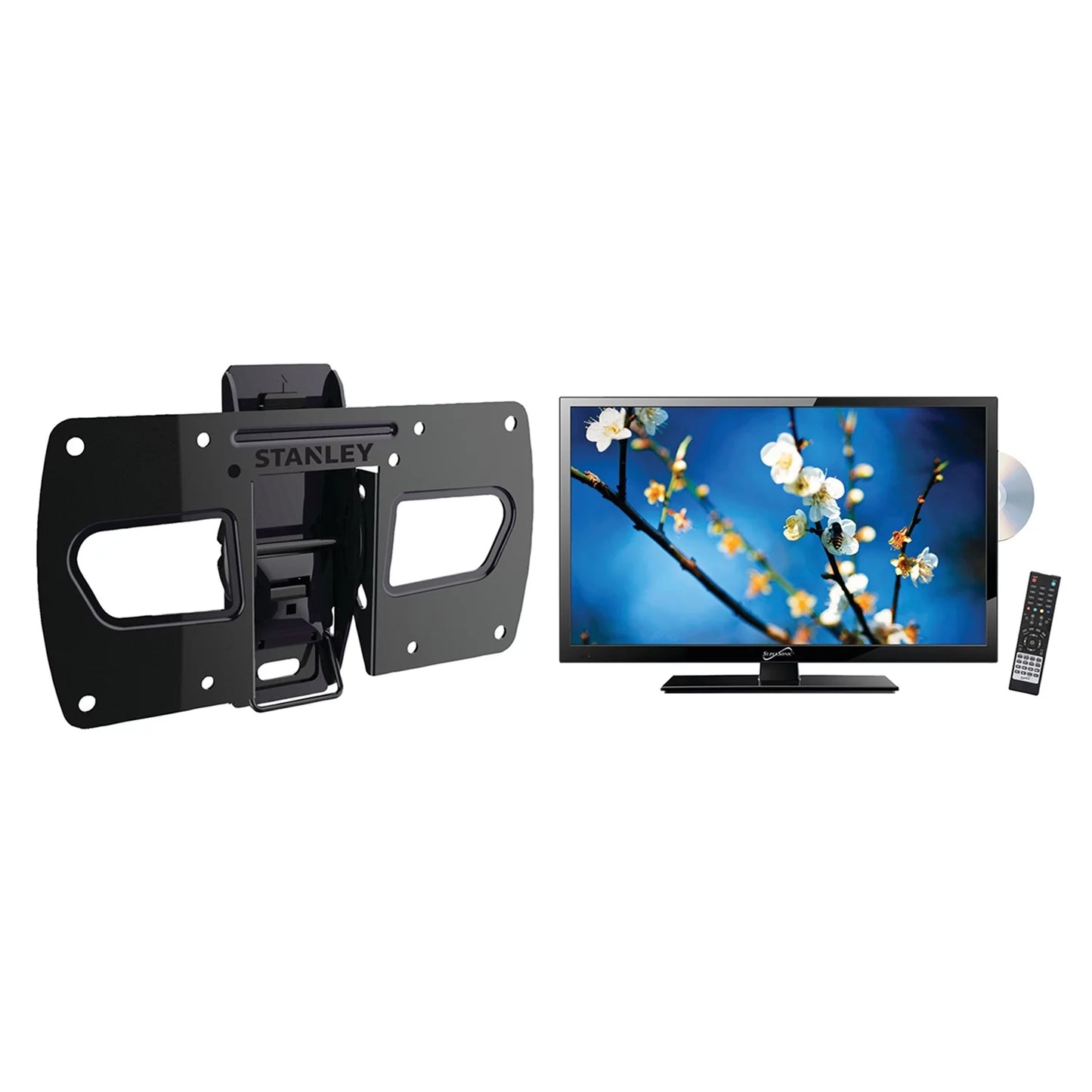 Supersonic 22" Class Full HD (1080P) Portable LED TV/DVD Combo (SC-2212) and Stanley TMR-EC3103T Tilt Wall Mount