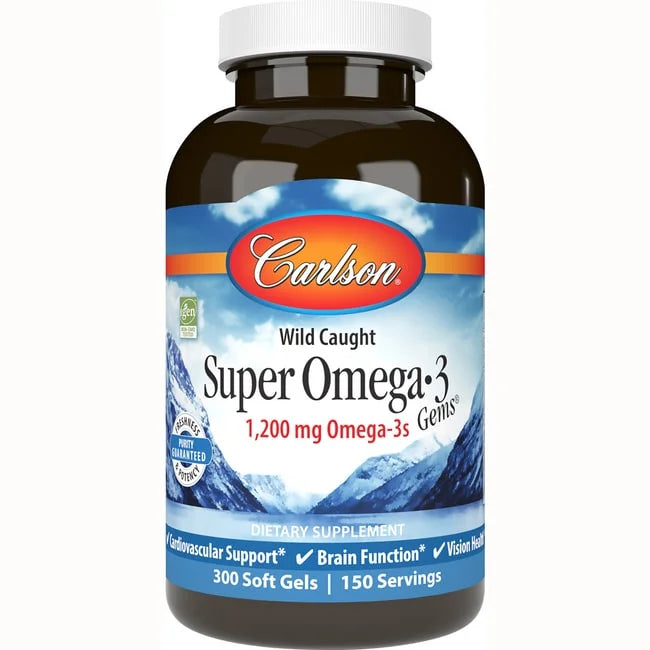 Carlson Labs - Norwegian Super Omega-3 Gems Fish Oil Concentrate 1000 mg. - 300 Softgels