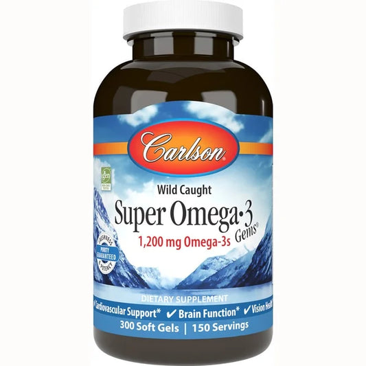 Carlson Labs - Norwegian Super Omega-3 Gems Fish Oil Concentrate 1000 mg. - 300 Softgels