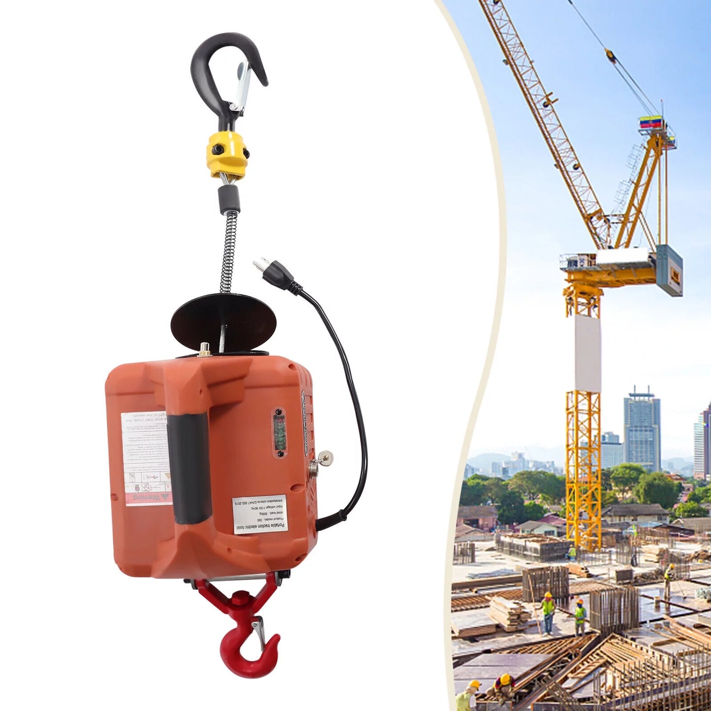 ZhdnBhnos 110V 1100 LBS 3-in-1 Electric Hoist Winch Portable Crane Lift Kit Wireless Remote Control