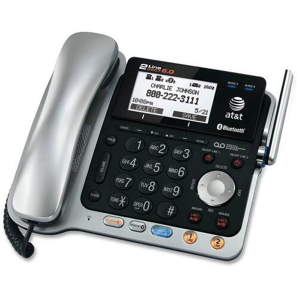 AT&T TL86109 DECT 6.0 Digital 2-Line Answering System Cordless Phones