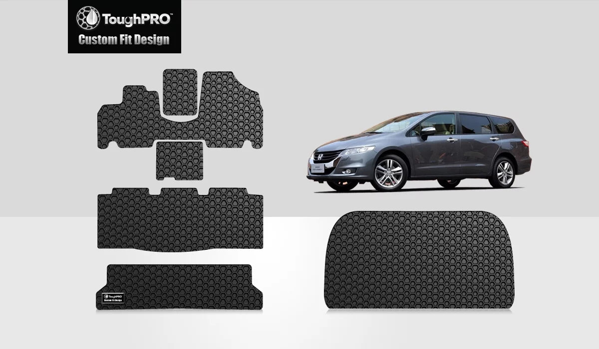 ToughPRO - Full Set with Cargo Mats Compatible with HONDA Odyssey - All Weather Heavy Duty (Made in USA) - Black Rubber - 2005