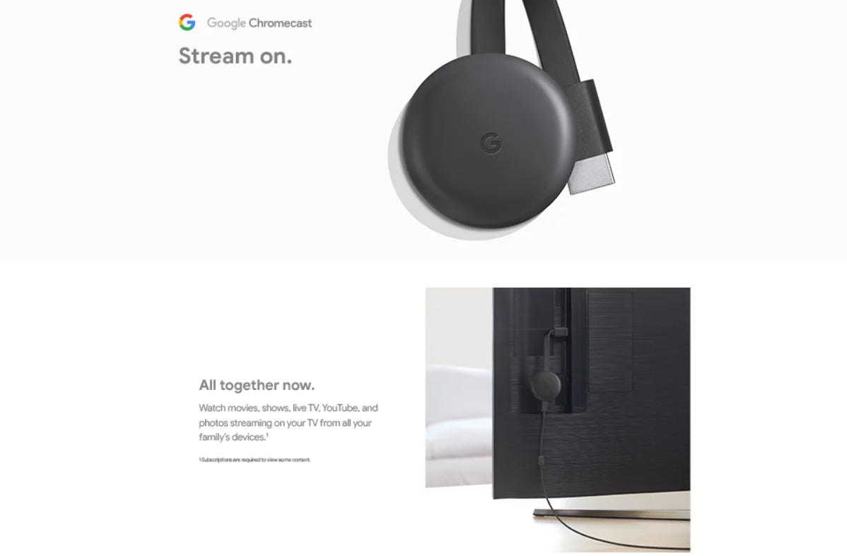 Chromecast 3rd Generation (5-Pack ) GA00439-US Streaming on your TV from all your family’s devices Up to 1080p 60fps