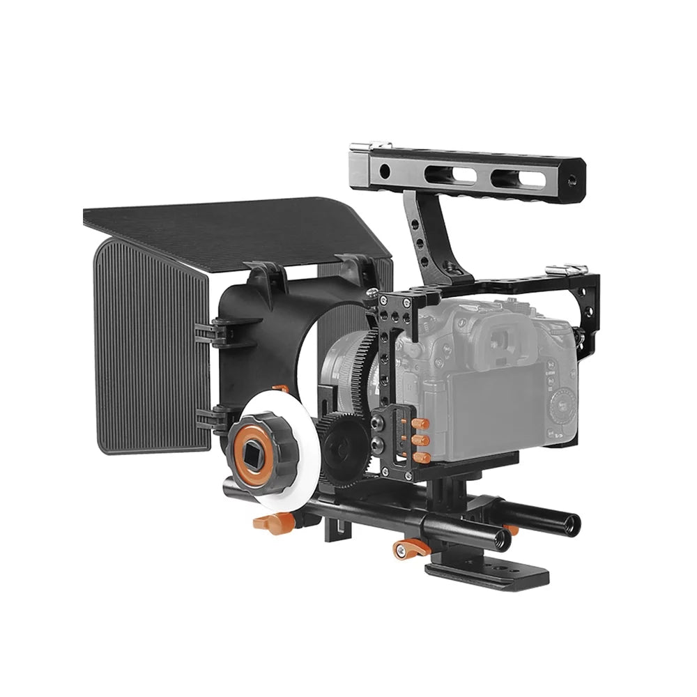 Andoer Camera Cage,Handle + 15mm Camera Video Kit Alloy Camera Video Aluminum Alloy Camera Box + + A7s/a7/a7r/a7rii/a7sii/a7iv + + Handle Film W/matte Box C500 Aluminum Alloy + 15mm Rod + Handle +