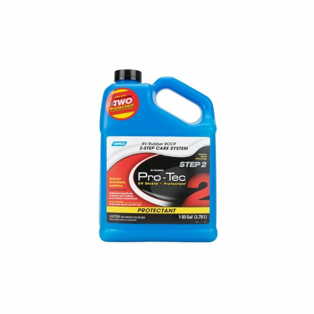 Camco Pro-Tec Camper/RV Rubber Roof Care System | Two Step Treatment Rids Dirt/Grime & Reduces Roof Chalking | Extends the Life of RV & Trailer Rubber Roofs - 2 Gallons (41453)