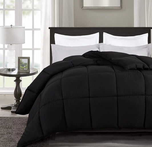 Chezmoi Collection All Season California King Size Down Alternative Comforter - Plush Microfiber Fill - Box Stitch Quilted - Duvet Insert with Corner Tabs (Cal King, Black)