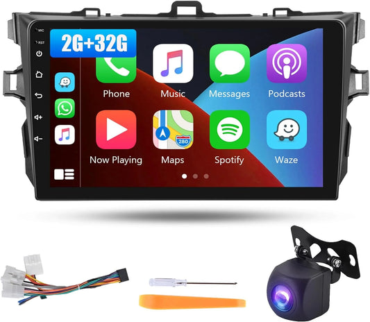 THONZER Android Car Stereo for Toyota Corolla 2009 2010 2011 2012 2013 with Wireless Carplay Android Auto, 9” Touch Screen 2G+32G Car Radio with Backup Camera,GPS Navigation,Bluetooth,SWC,WiFi,FM/RDS