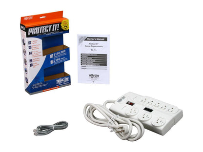 Tripp Lite Tlp808tel 8-outlet Surge Protector (2,160 Joules; 8ft Cord; Telephone/modem/fax Protection; $75,000 Ultimate Lifetime Insurance)