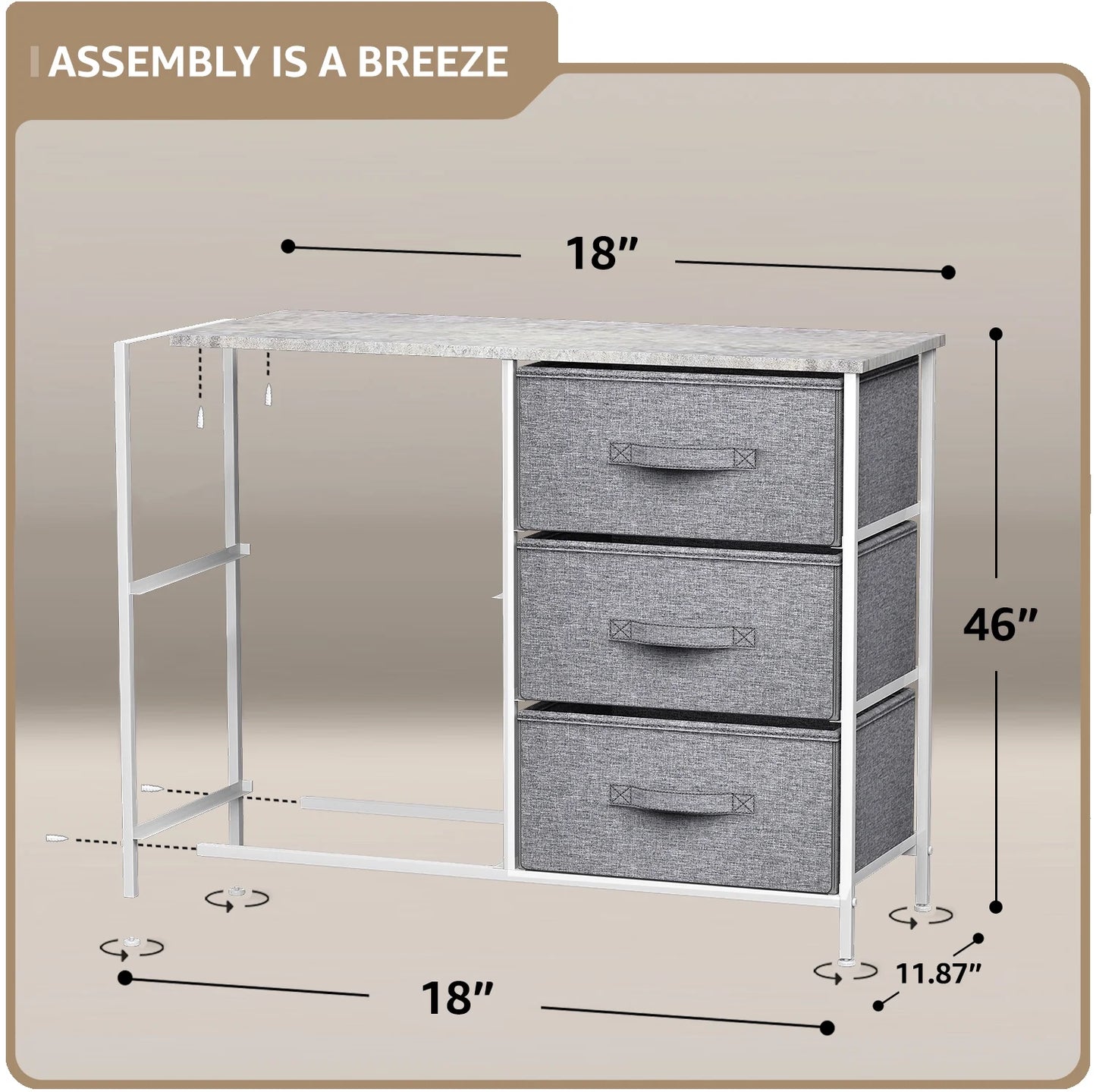 Sorbus 5-Drawer Dresser: Bedroom, Hallway, Closet Organization, Steel Frame, Gray