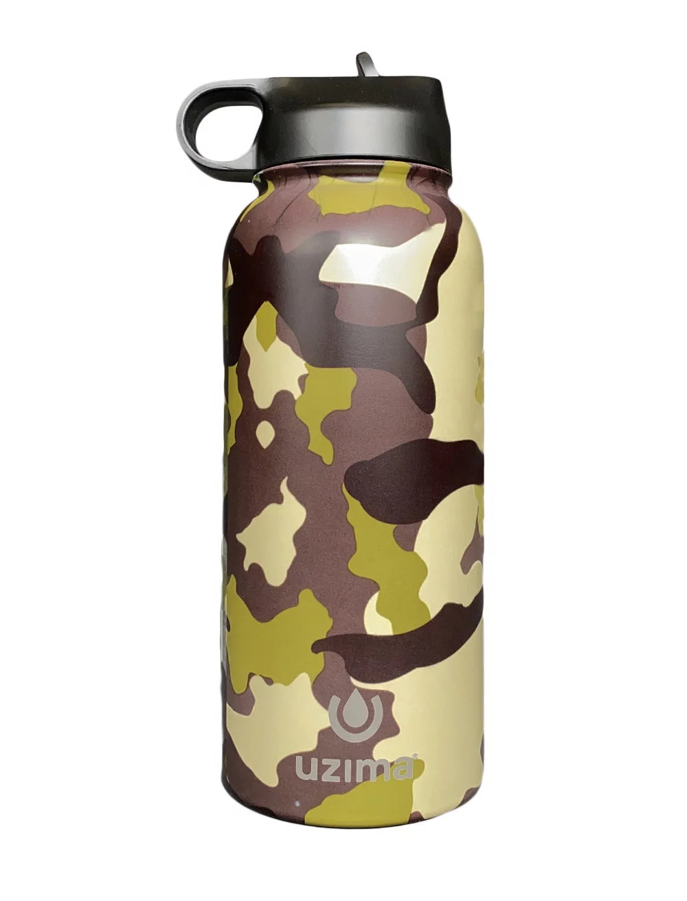 Uzima - Z-Source Filtered Water Bottle for Hiking, Backpacking, Camping, and Travel. Water Purification on the Go. Large 32oz Capacity with Double-Walled Stainless Steel Exterior. (Camo)